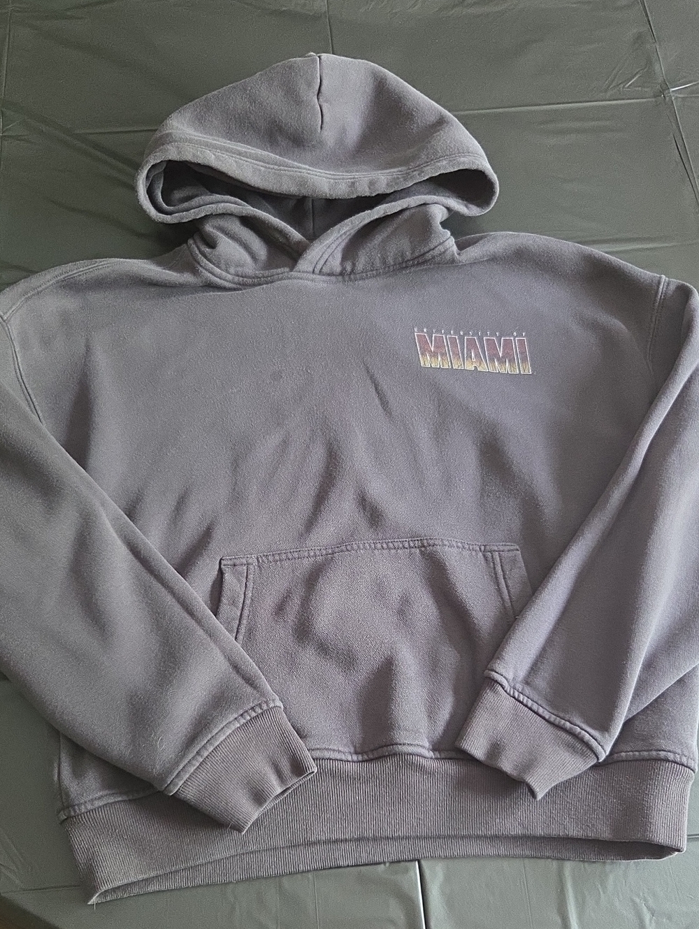 Hollister Gray Crewneck Hoodie with Miami Graphic